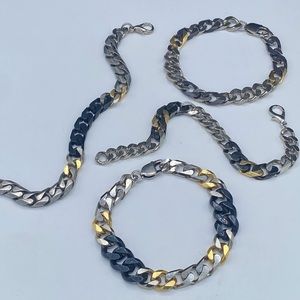Byrufina men’s handmade bracelets metal link chain